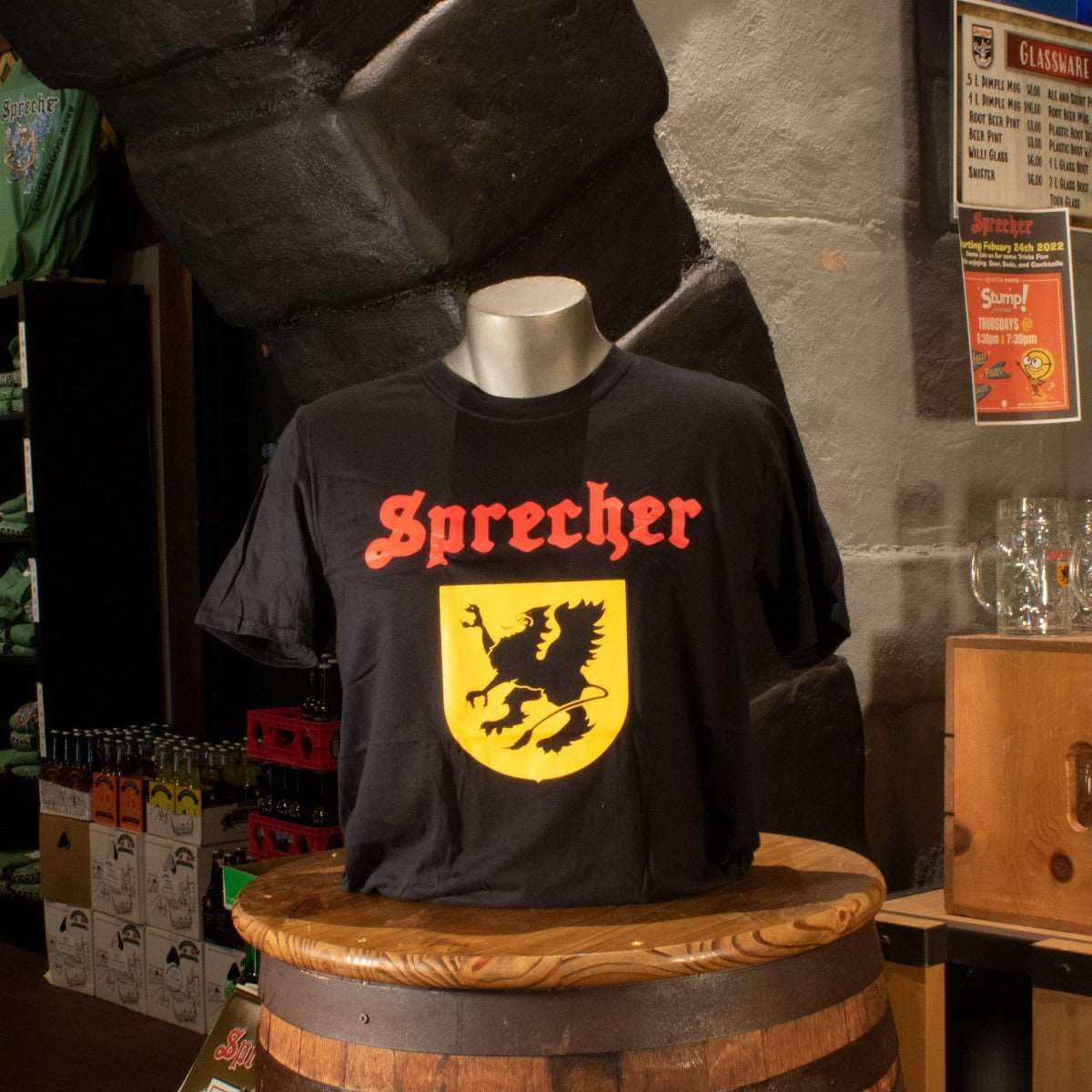 Sprecher Black Logo T-Shirt on a dummy