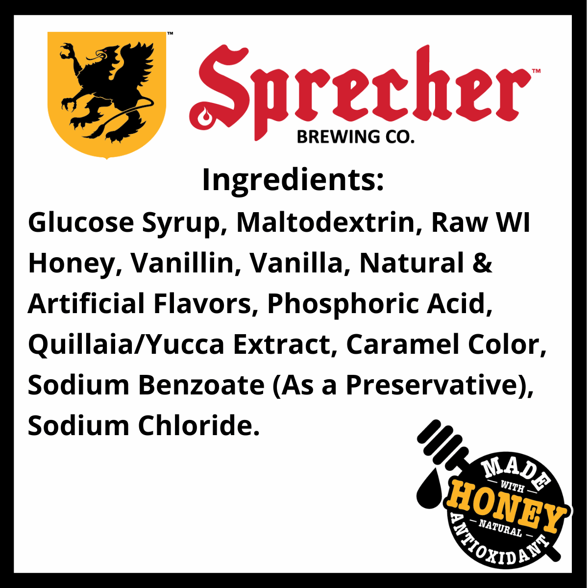 Sprecher Cream Soda Extract Syrup Ingredients