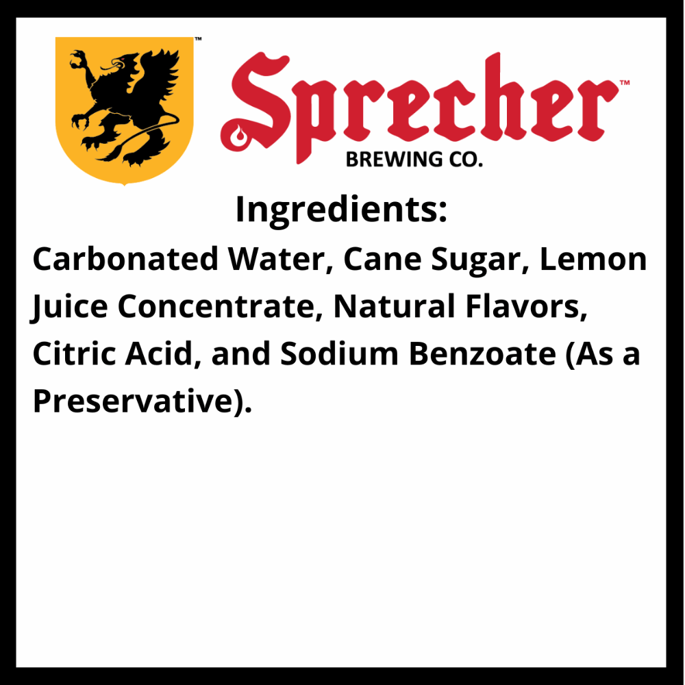 Sprecher Sparkling Lemonade Ingredients