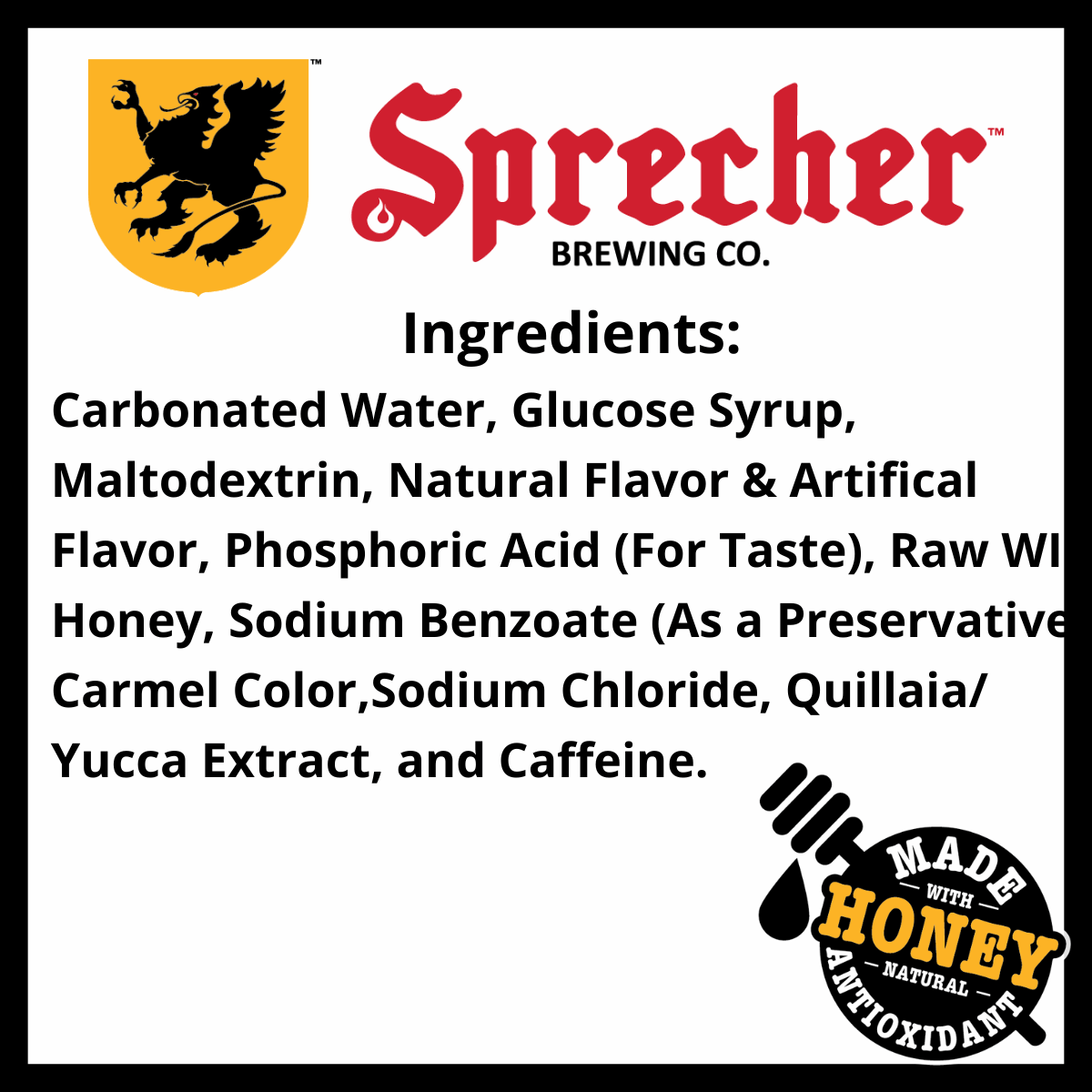 Sprecher Rev'd Up Root Beer Ingredients