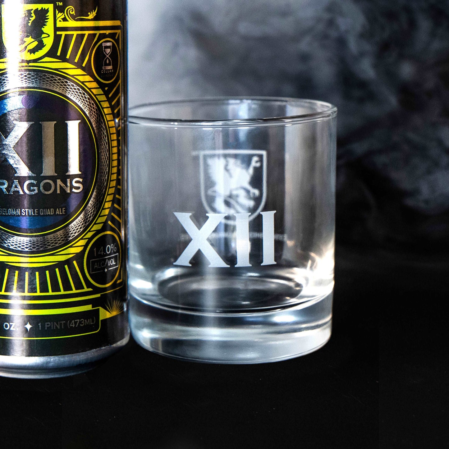XII Dragons Rocks Glass