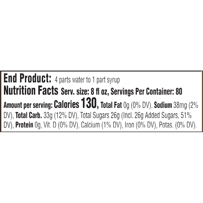 Image of Sprecher Root Beer Extract nutrition facts. Text found elsewhere on page.