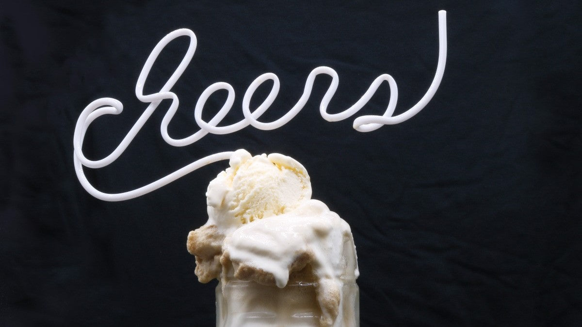 A 'Cheers' Crazy Straw in a Root Beer Float
