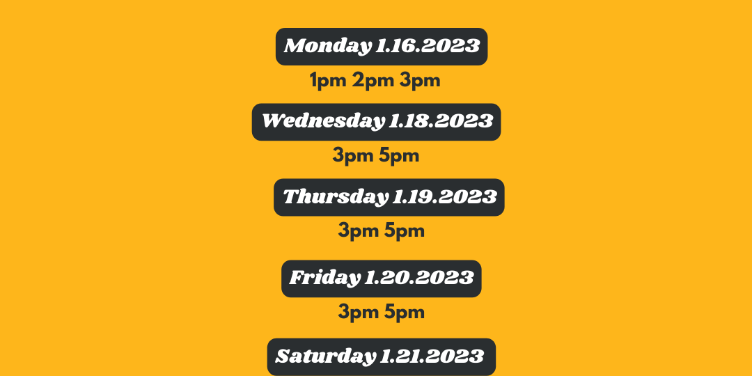 Tours Open on Monday 1-16!
