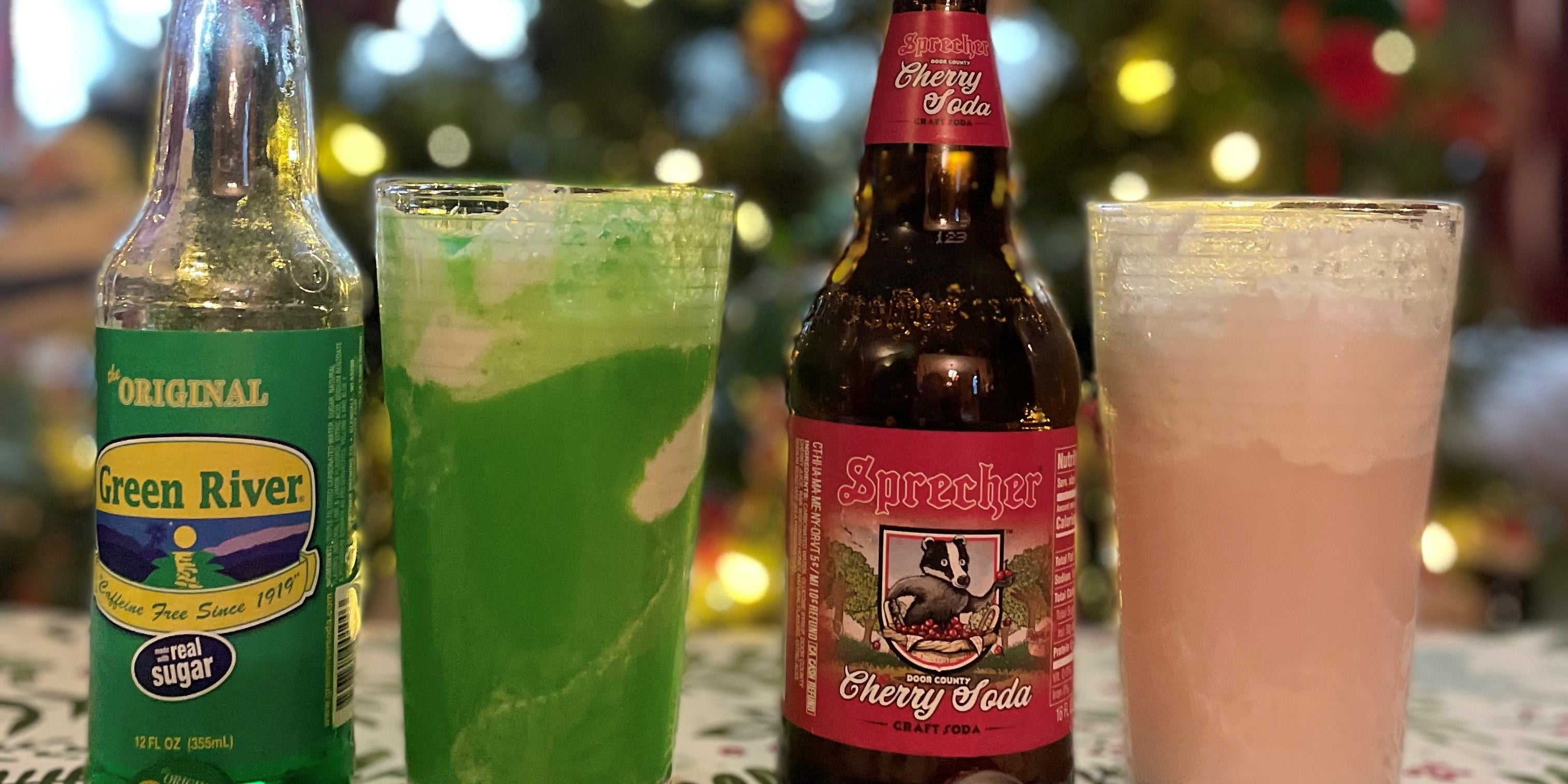 Green River and Cherry Soda Christmas Floats