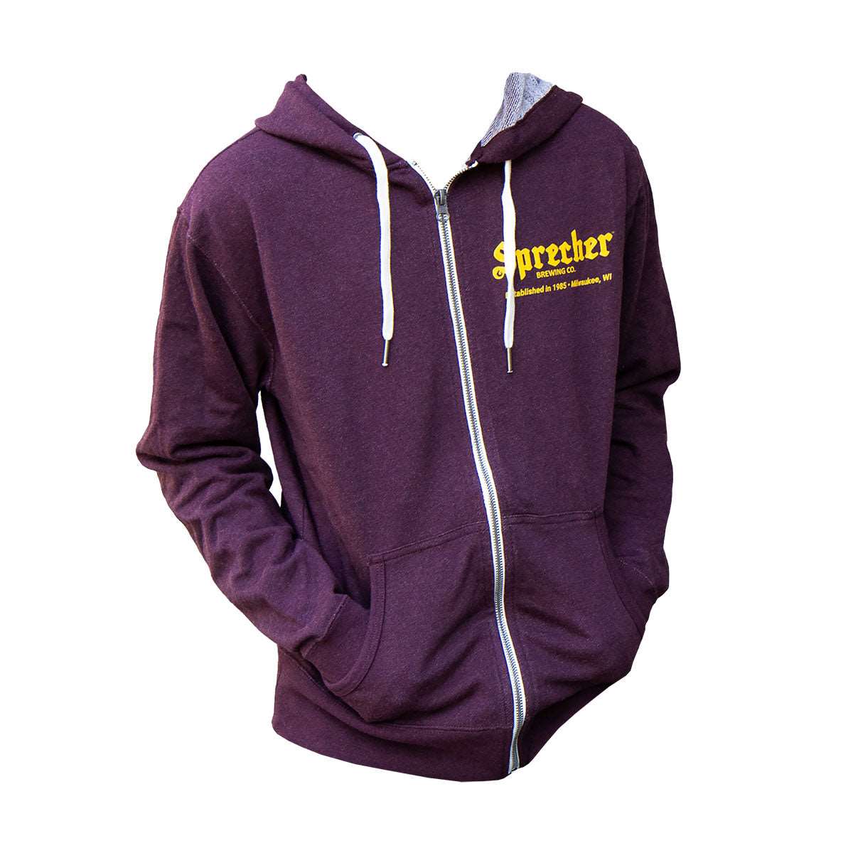 Sprecher Burgundy Tap Handle Zip-Up Hoodie