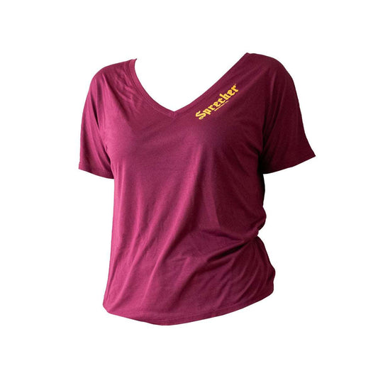 Women's Burgundy V-Neck T-Shirt