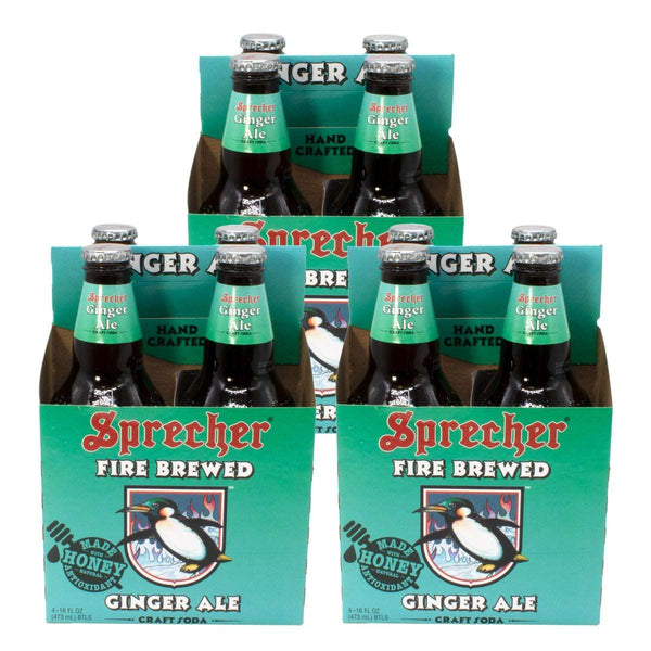 Sprecher Ginger Ale Fire-brewed Gourmet Craft Soda Glass Bottle 16oz 12 Pack