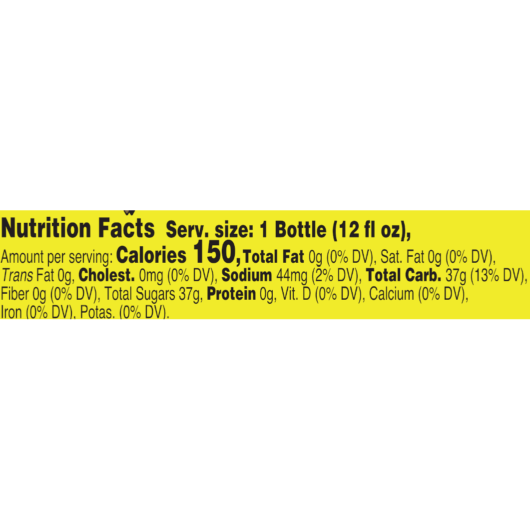 Image of Limoncello Soda Nutrition Facts. Text version found elsewhere on page.