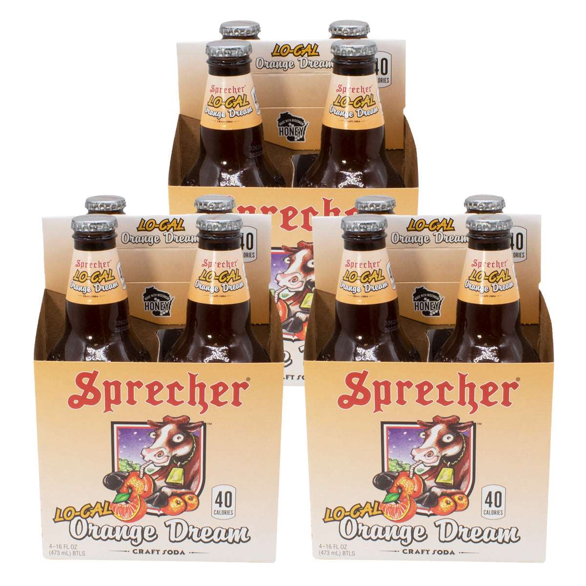 3 4-packs of Sprecher Lo-Cal Orange Dream Soda