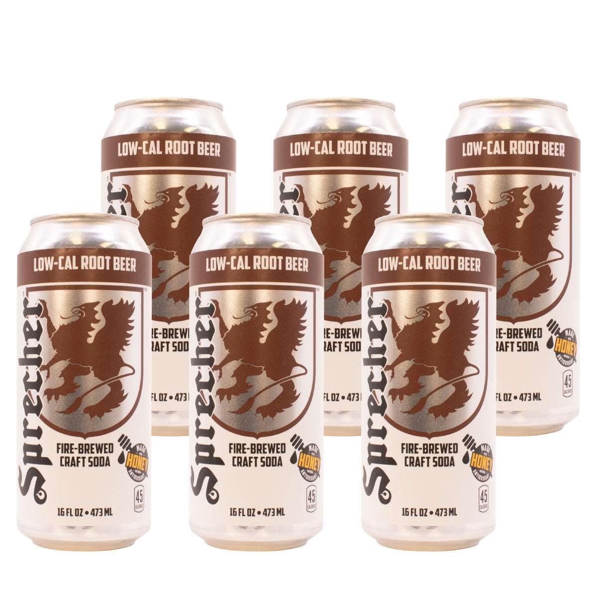 6 16oz cans of sprecher fire-brewed low-calorie craft root beer soda