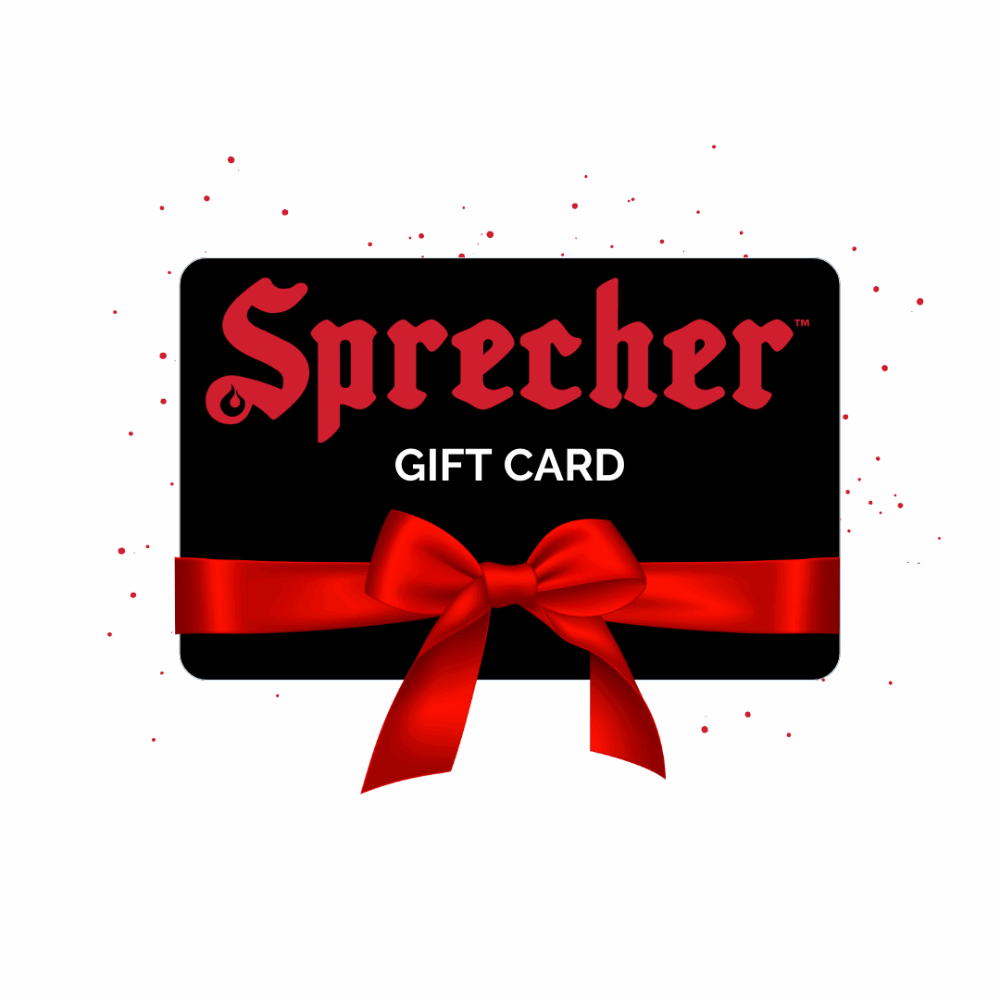 Sprecher Gift Card with red bow on it