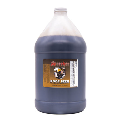 A gallon jug of Sprecher Root Beer Extract on a white background