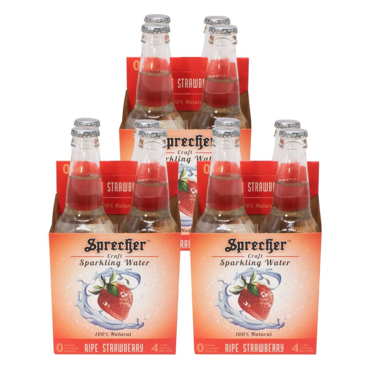 3 4-packs of Sprecher Ripe Strawberry Sparkling Water