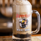 A Sprecher Root Beer float in a glass mug on a bar
