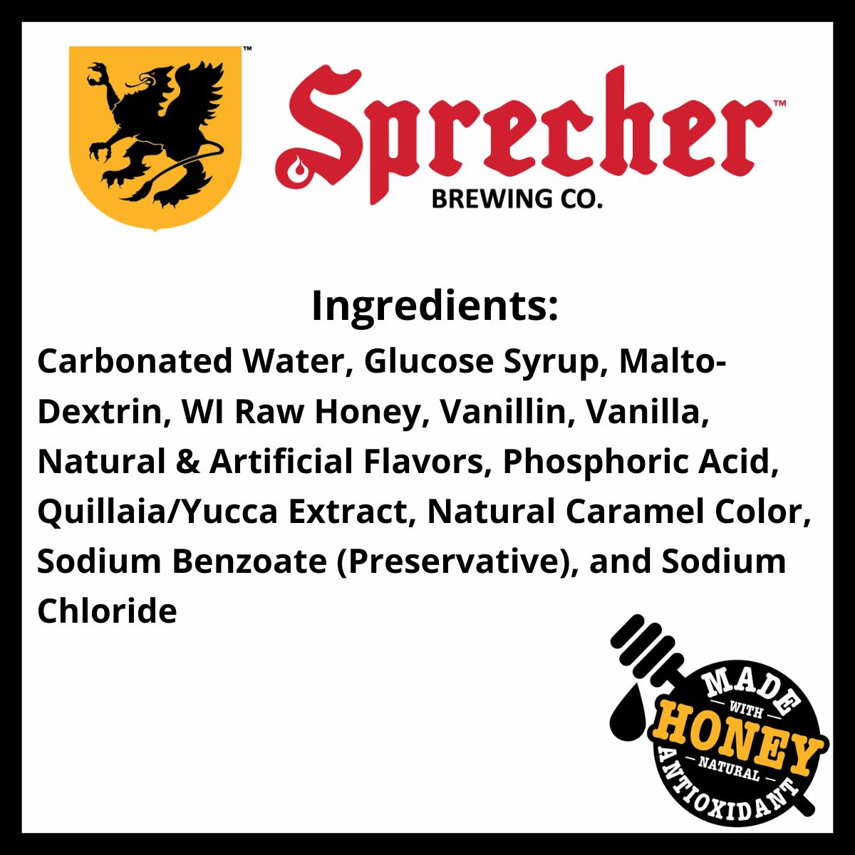 Sprecher Cream Soda Ingredients