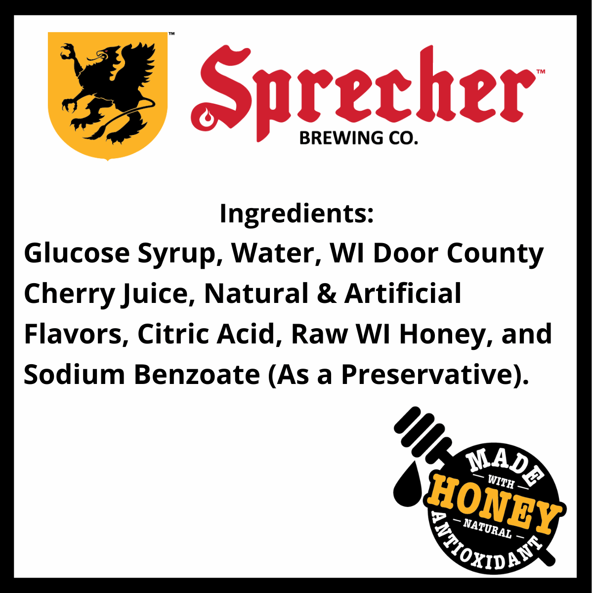 Sprecher Cherry Cola Extract Syrup Ingredients
