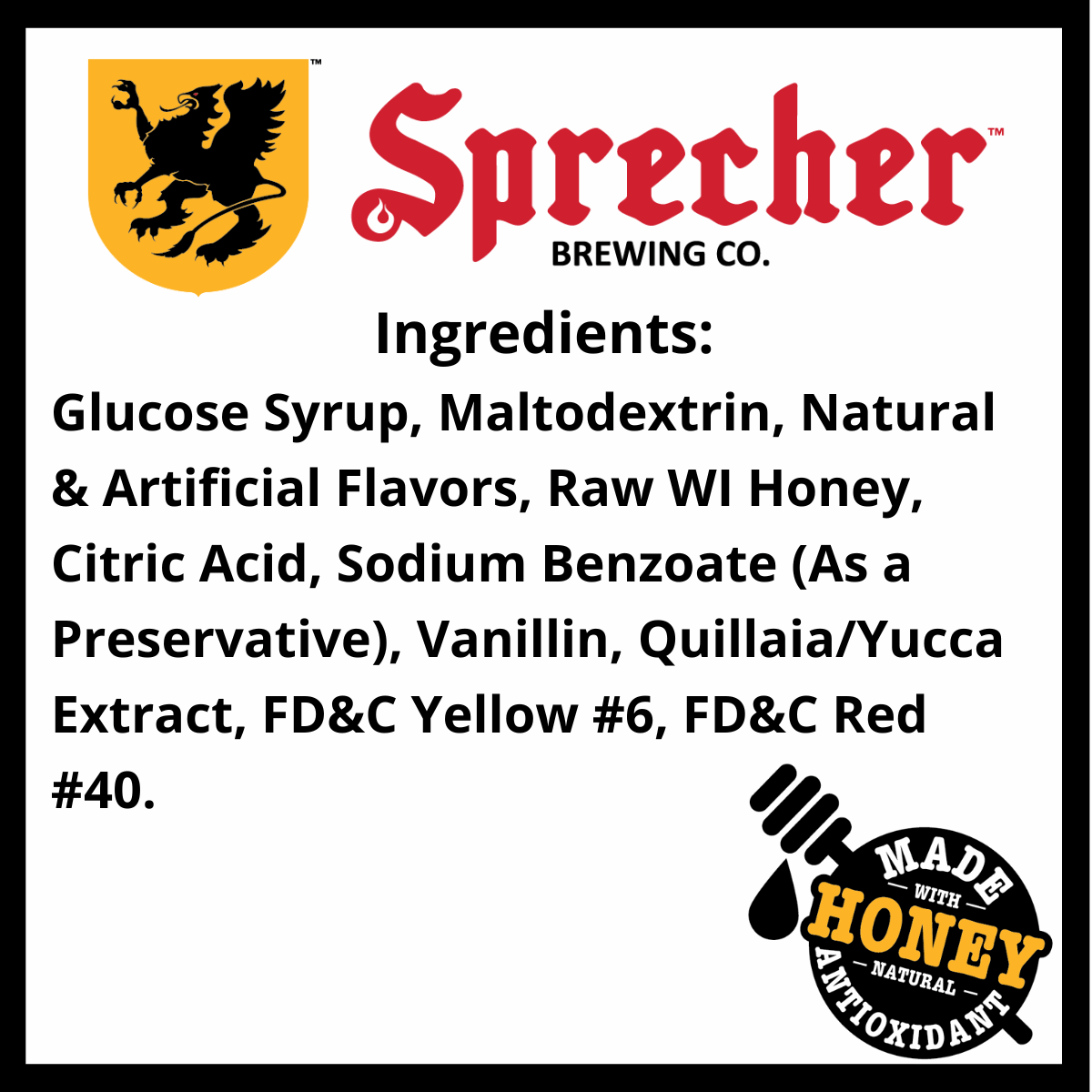 Sprecher Orange Dream Extract Syrup Ingredients