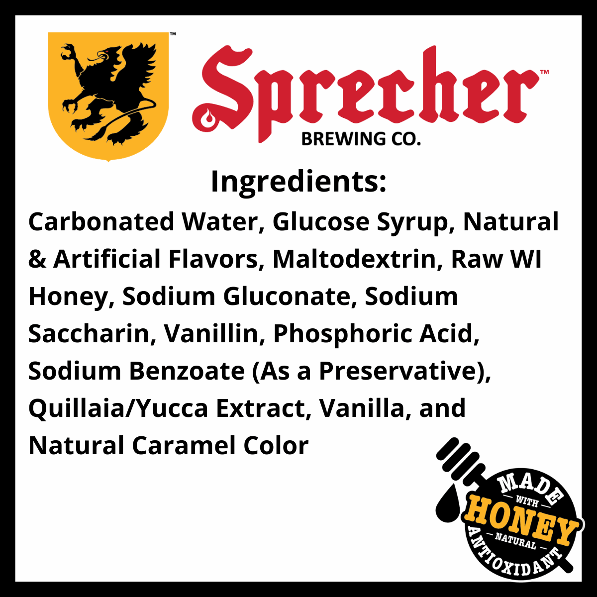 Sprecher Lo-Cal Root Beer Soda Ingredients