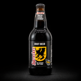 Sprecher root beer bottle on a black background