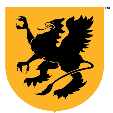 The Sprecher Brewery Shield Logo--A Yellow Shield with a black Griffin emblem