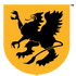 The Sprecher Brewery Shield Logo--A Yellow Shield with a black Griffin emblem