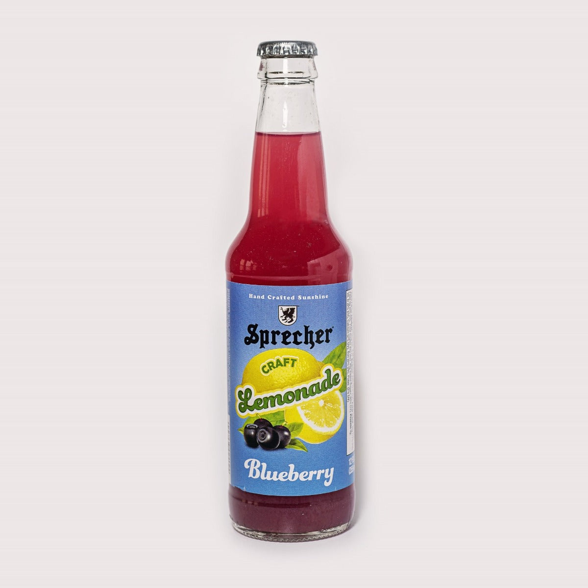 12oz bottle of blueberry lemonade on a white background