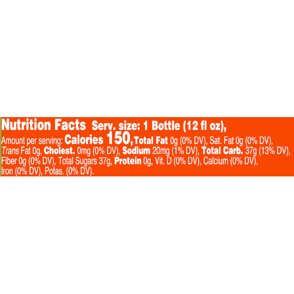 Image of Blood Orange Soda Nutrition Facts. Text version found elsewhere on page.