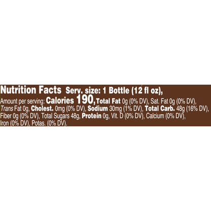 Image of Dark Cream Soda Nutrition Facts. Text version found elsewhere on page.