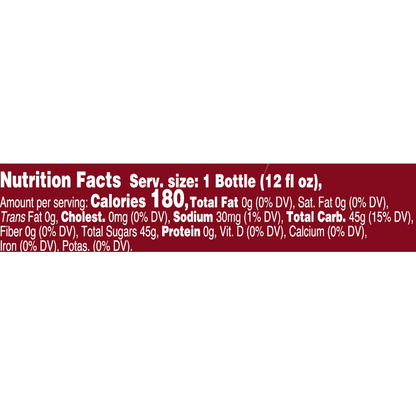 Image of Maraschino Cherry Cola Nutrition Facts. Text version found elsewhere on page.