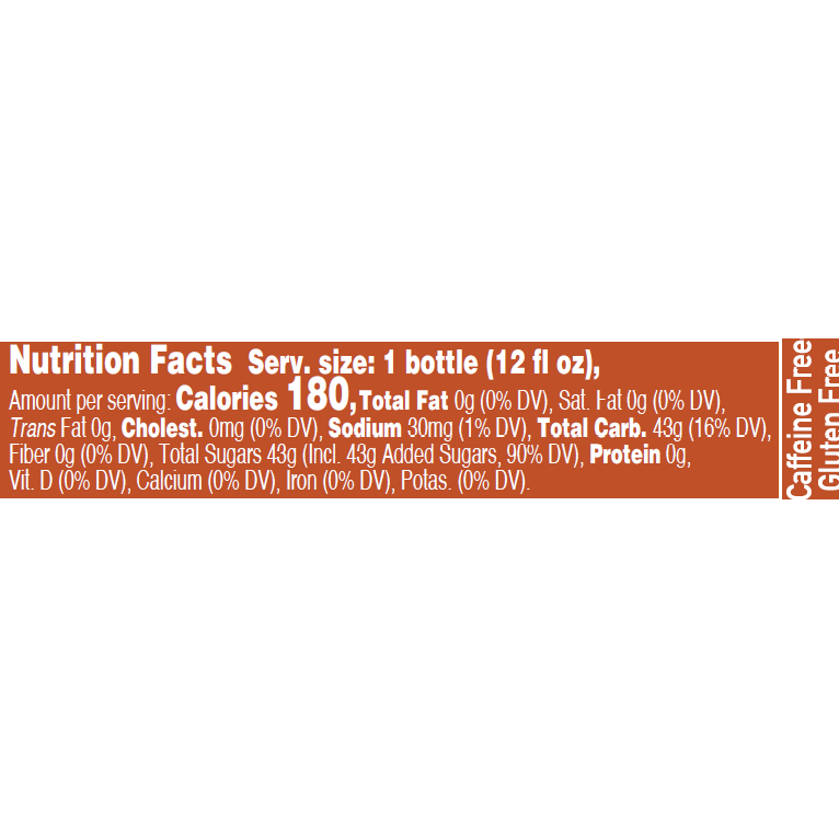 Image of Orange Cream Soda Nutrition Facts. Text version can be found elsewhere on page.