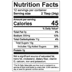 Image of Sprecher Root Beer BBQ Sauce nutrition facts. Text found elsewhere on page.