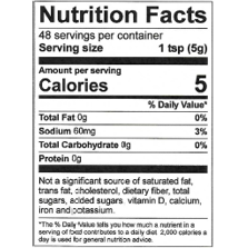Image of Spicy Brown Beer Mustard Nutrition Facts. Text version found elsewhere on page.