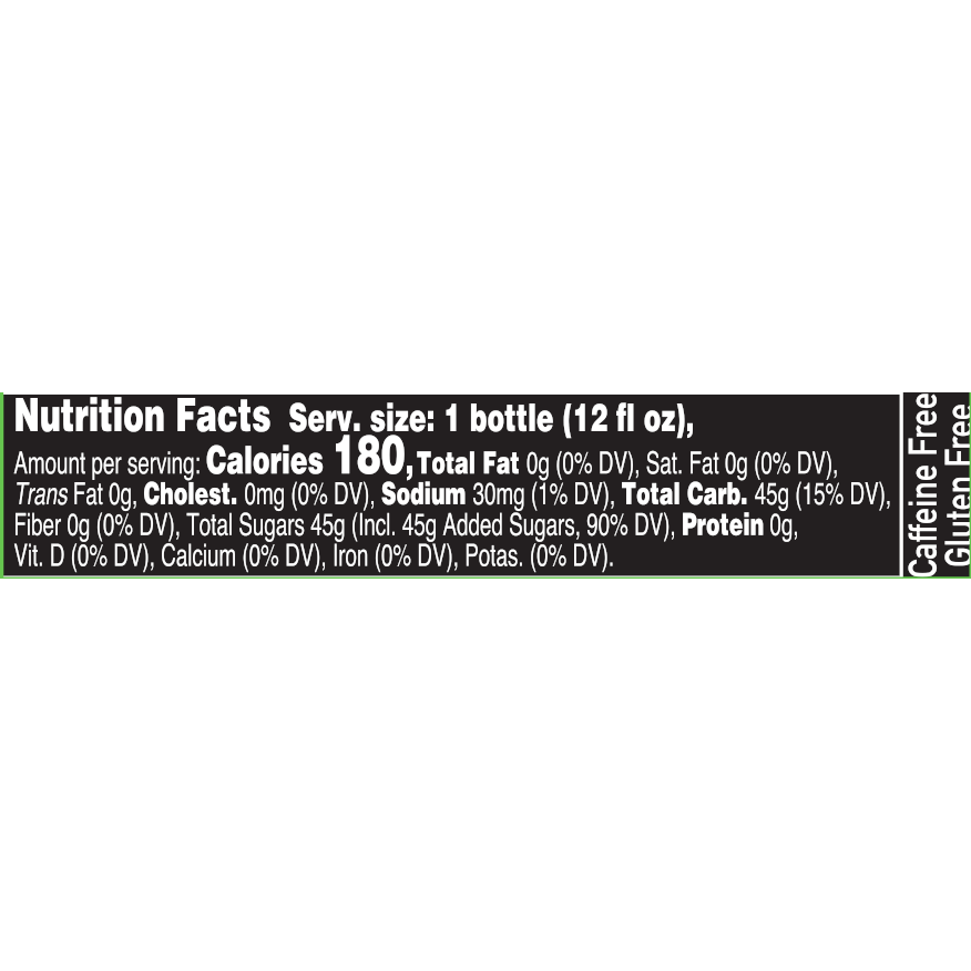 Image of WBC Root Beer Nutrition Facts. Text version found elsewhere on page.